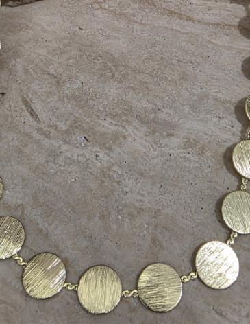 14K Altın Kaplama Çelik Dokulu Pul Kolye