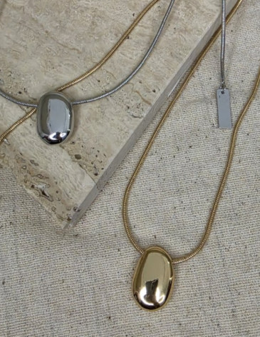 14 K Altın Kaplama Çelik Asansörlü Ayarlanabilir Gold-Gümüş Damla Kolye