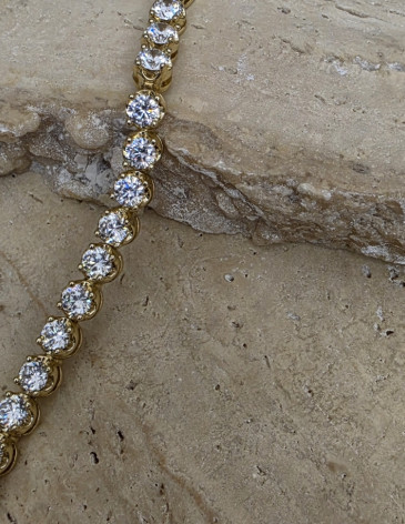 14K Altın Kaplama Çelik Klasik Zirkon Taşlı Su Yolu Bileklik