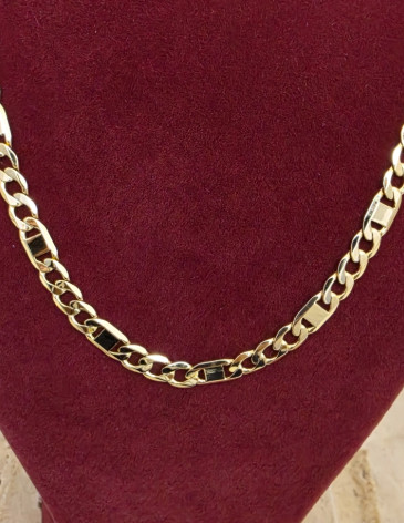 14K Altın Kaplama Çelik Plaka Detaylı Ezme Gurmet Zincir Kolye (50 cm & 55 cm) 14K Altın Kaplama Çelik Plaka Detaylı Ezme Gurmet Zincir Kolye (50 cm & 55 cm)