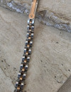 Çift Renkli (Gümüş & Rose Gold) Vidalı Plaka Çelik Erkek Bileklik Çift Renkli (Gümüş & Rose Gold) Vidalı Plaka Çelik Erkek Bileklik