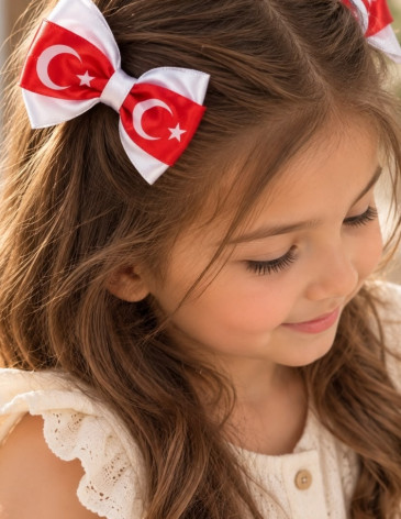 Kırmızı Beyaz Türk Bayraklı İkili Yan Fiyonk Toka Seti Kırmızı Beyaz Türk Bayraklı İkili Yan Fiyonk Toka Seti