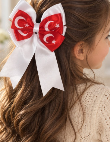 Hacimli Katlı Kırmızı Beyaz Bayraklı Fiyonk Toka Hacimli Katlı Kırmızı Beyaz Bayraklı Fiyonk Toka