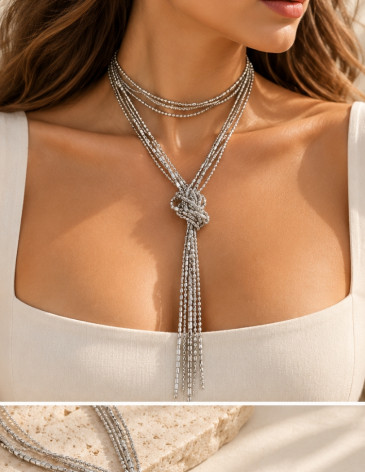 14K Altın Kaplama Çelik Çok Fonksiyonlu Düğümlü Kolye (130 cm - 4 Bağımsız Zincir) 14K Altın Kaplama Çelik Çok Fonksiyonlu Düğümlü Kolye (130 cm - 4 Bağımsız Zincir)
